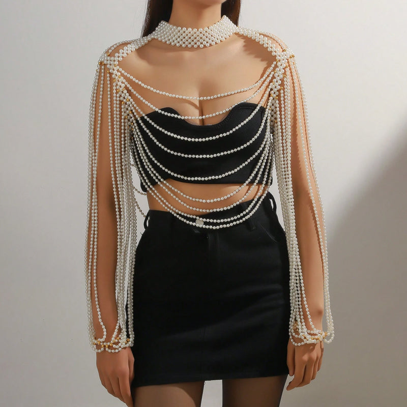 Faux Pearl Body Chain