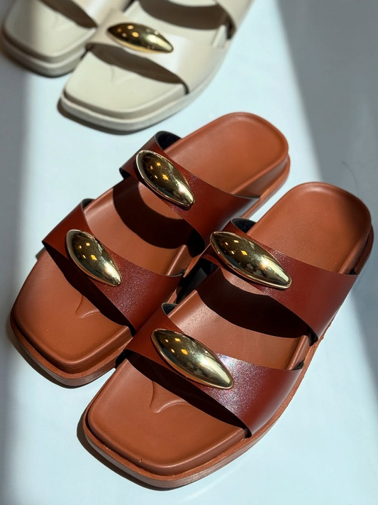 Metal Accessories Casual Flat Sandals