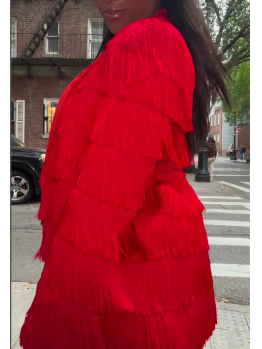 Laminated Fringed Blazer