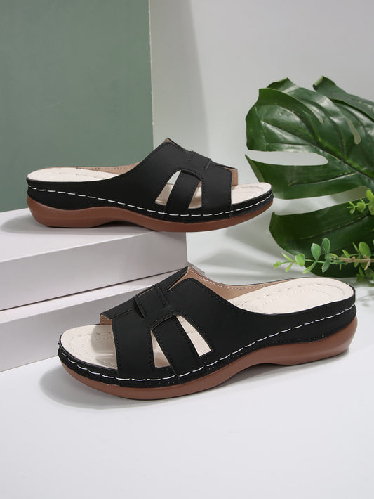 Light Pink Crossover Wedge Slippers