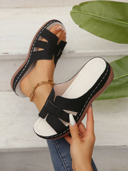 Light Pink Crossover Wedge Slippers