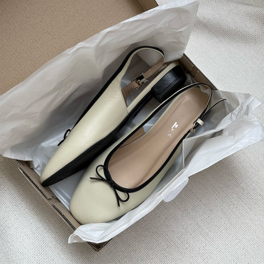 Bow Thick Heeled Shoes Mary Jane Shoes