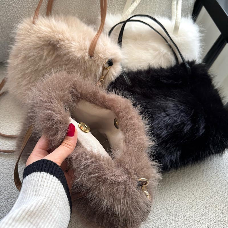 Fashion Plush Handbag Shoulder Crossbody Bag