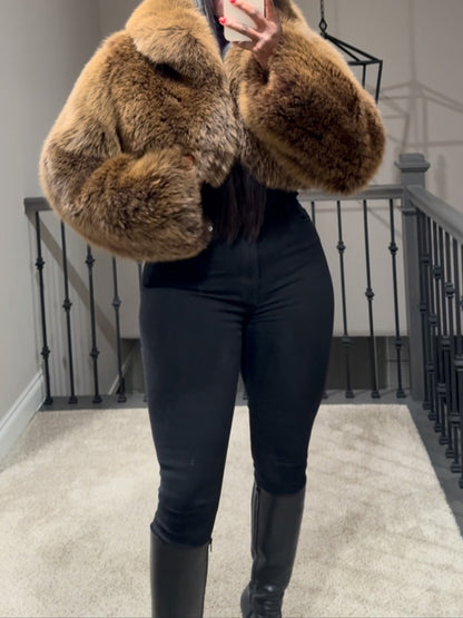 Faux Fox Fur Cropped Coat