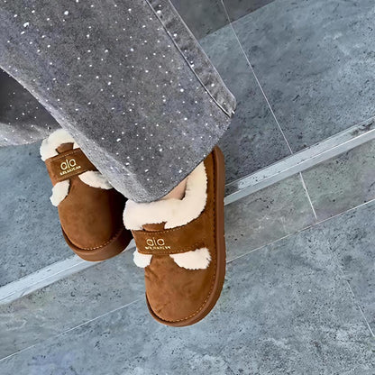 Warm Embroidered Round-toe Fleece Flats