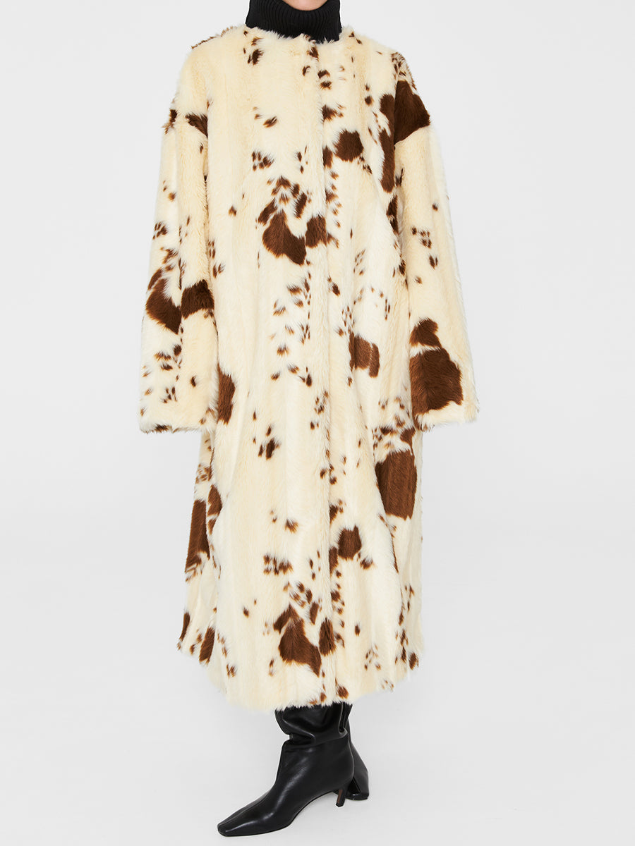 Irregular Brown Dairy Fur Long Coat