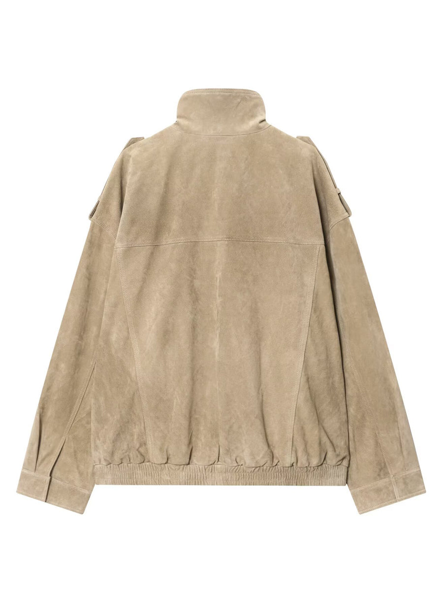 Suede Leather Pockets Jacket
