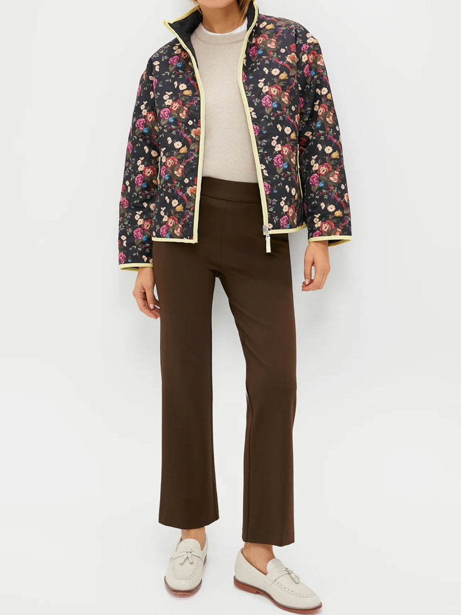 Reversible Front Zip Floral Print Coat