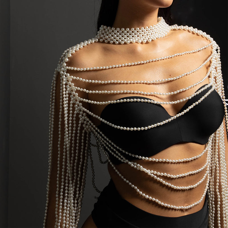 Faux Pearl Body Chain