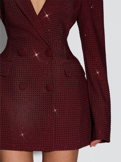 Sparkle Rhinestones Double Breasted Dress Blazer