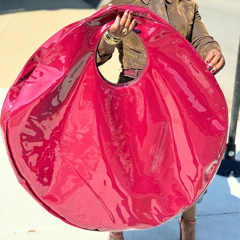 Faux Patent Leather Oversized Tote