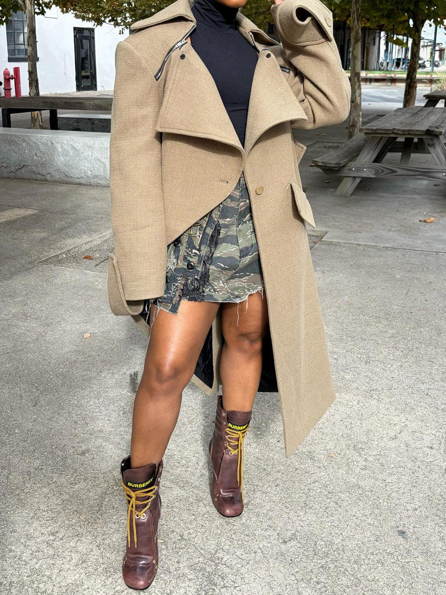 Woolen Irregular Asymmetric Coat