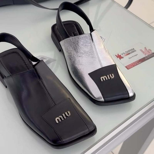 Flat Square-toe Slippers Sandals