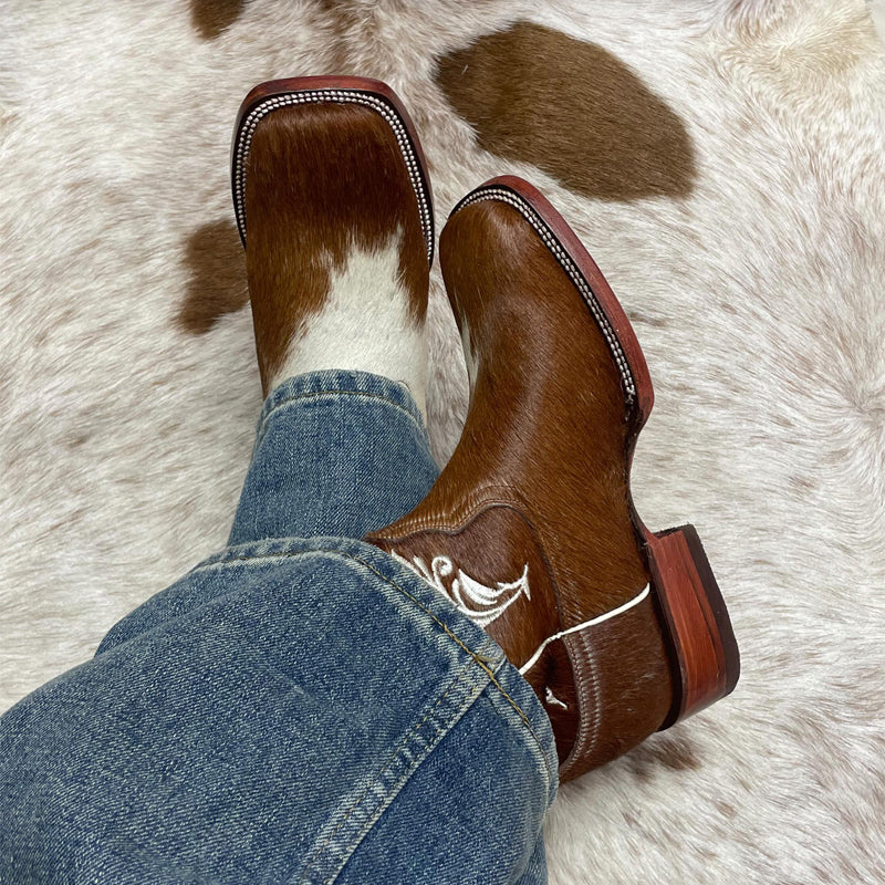 Imitation Horse Hair Retro Western Cowboy Boots