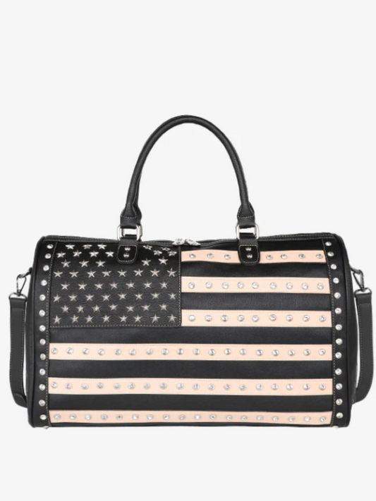 American Flag Studded Faux Leather Large Bag