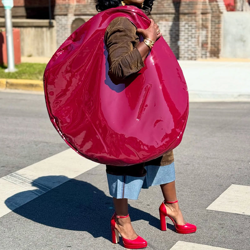 Faux Patent Leather Oversized Tote