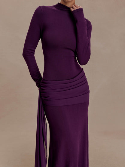 Elegant High Neck Knitted Maxi Dress