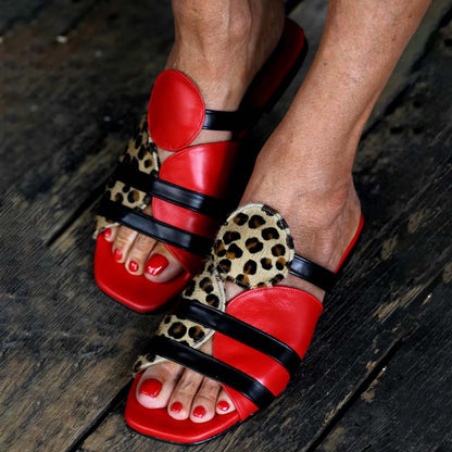 Asymmetric Patchwork Flat Slippers