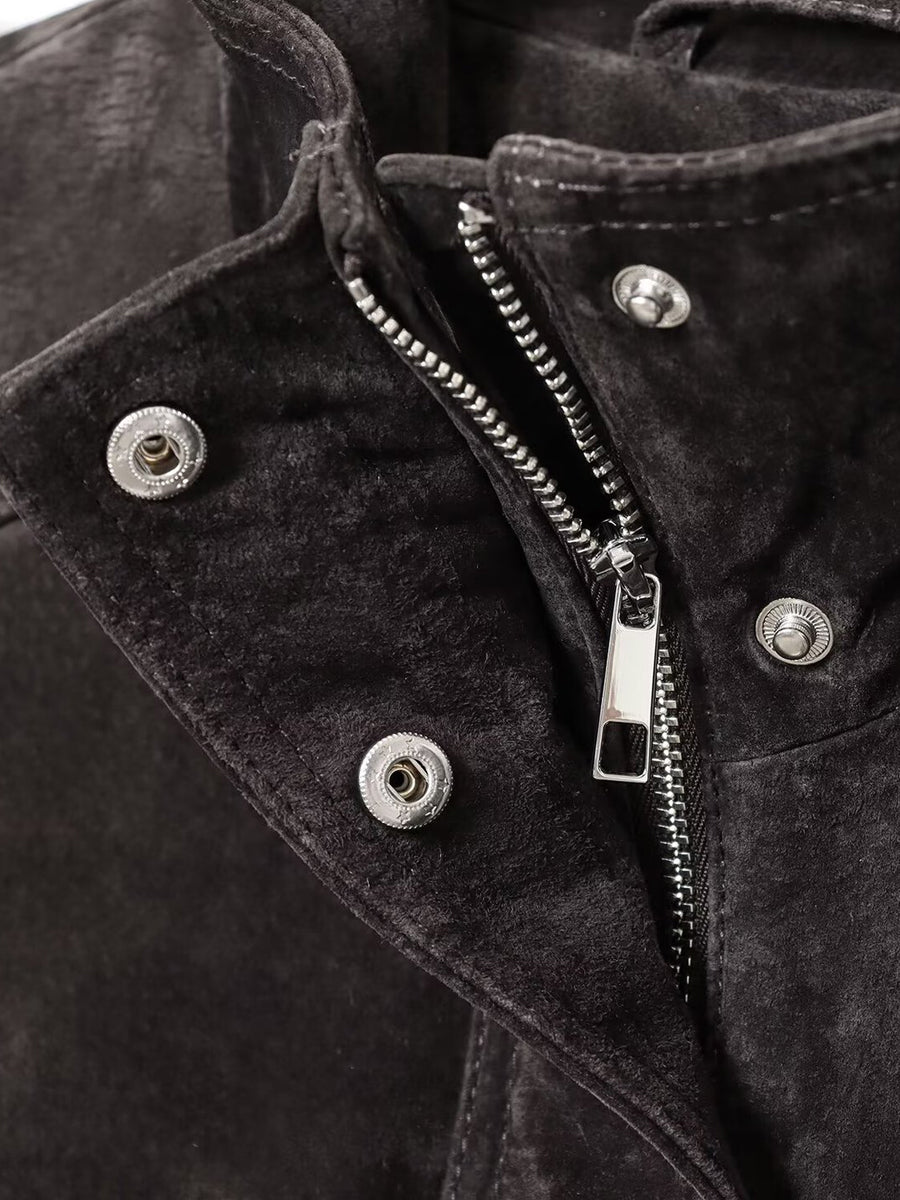 Suede Leather Pockets Jacket