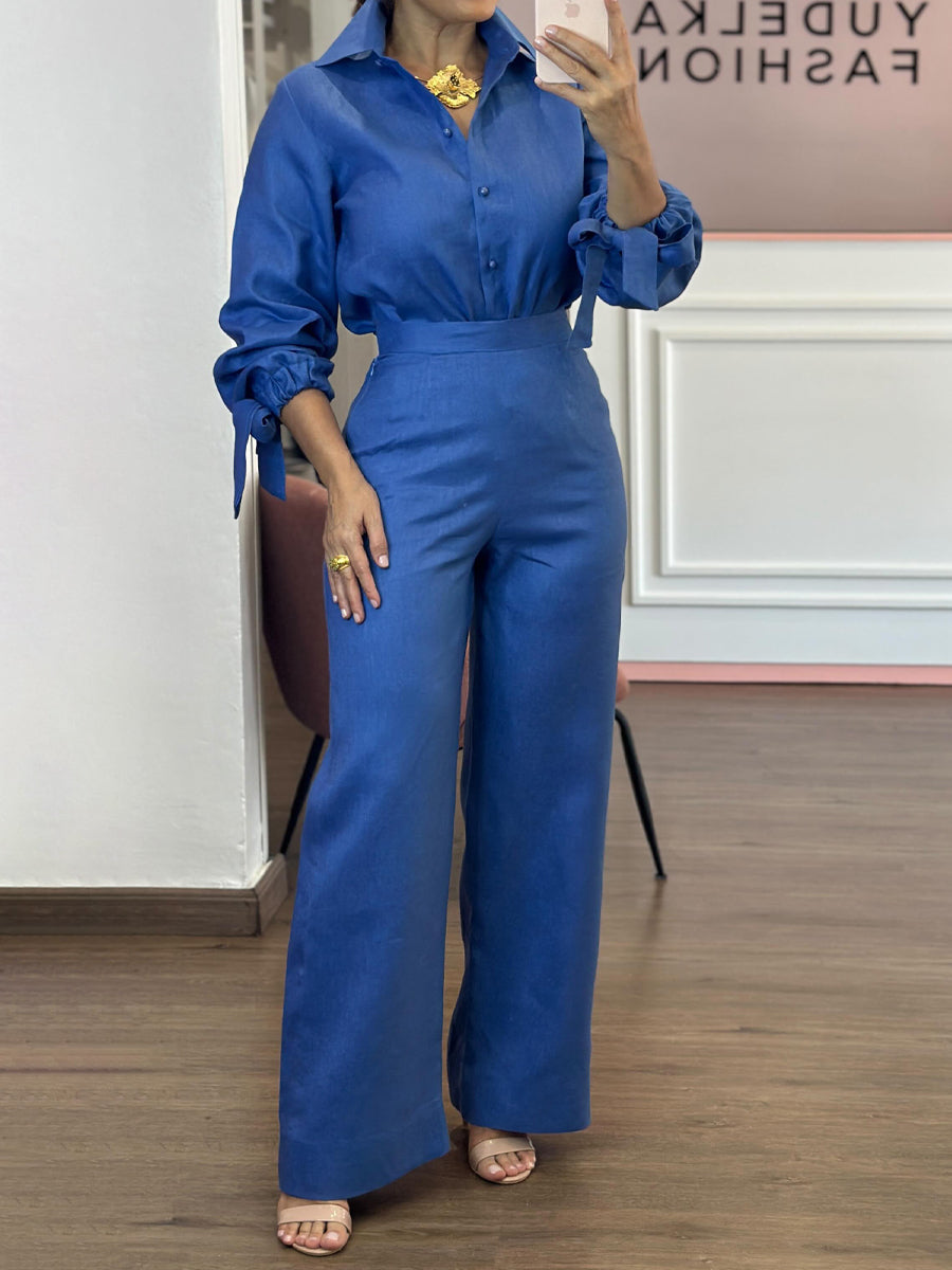 Lace-up High Waist Two Pieces Set