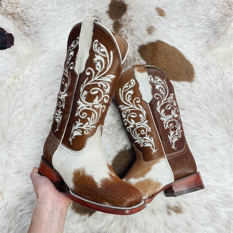 Imitation Horse Hair Retro Western Cowboy Boots