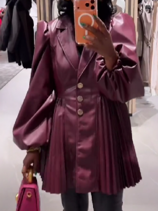 Pleated Leather Dress