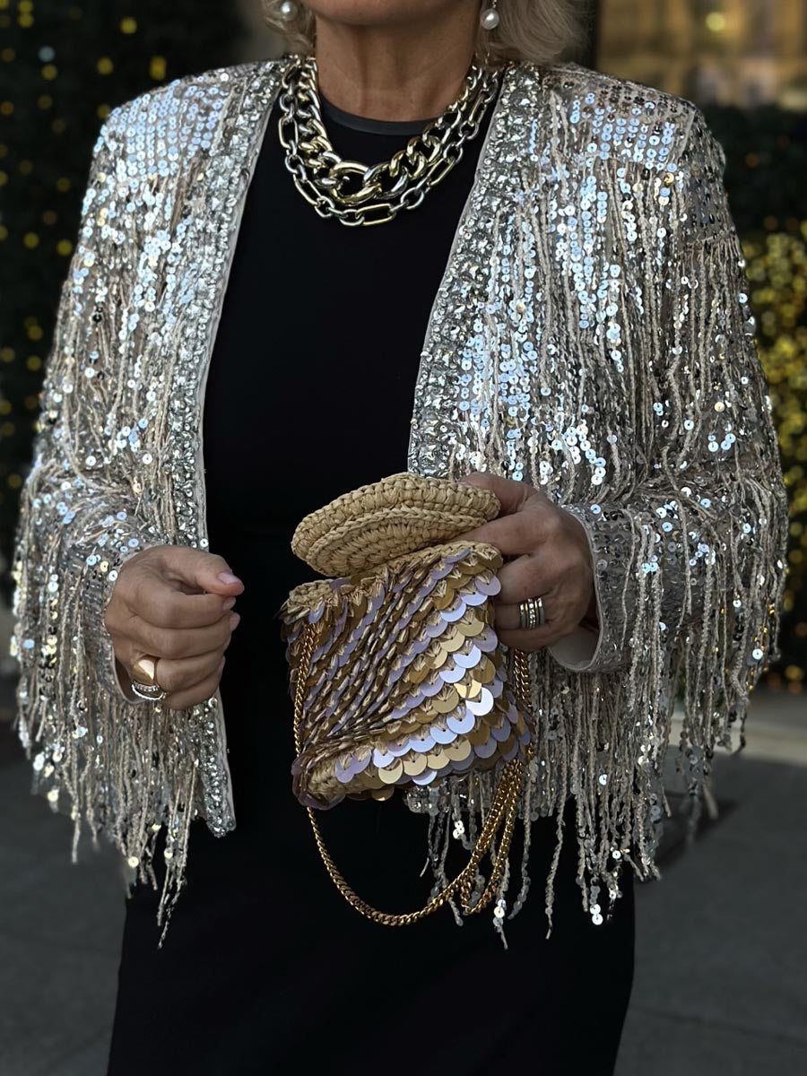 Fashion Sequin Fringe Cardigan