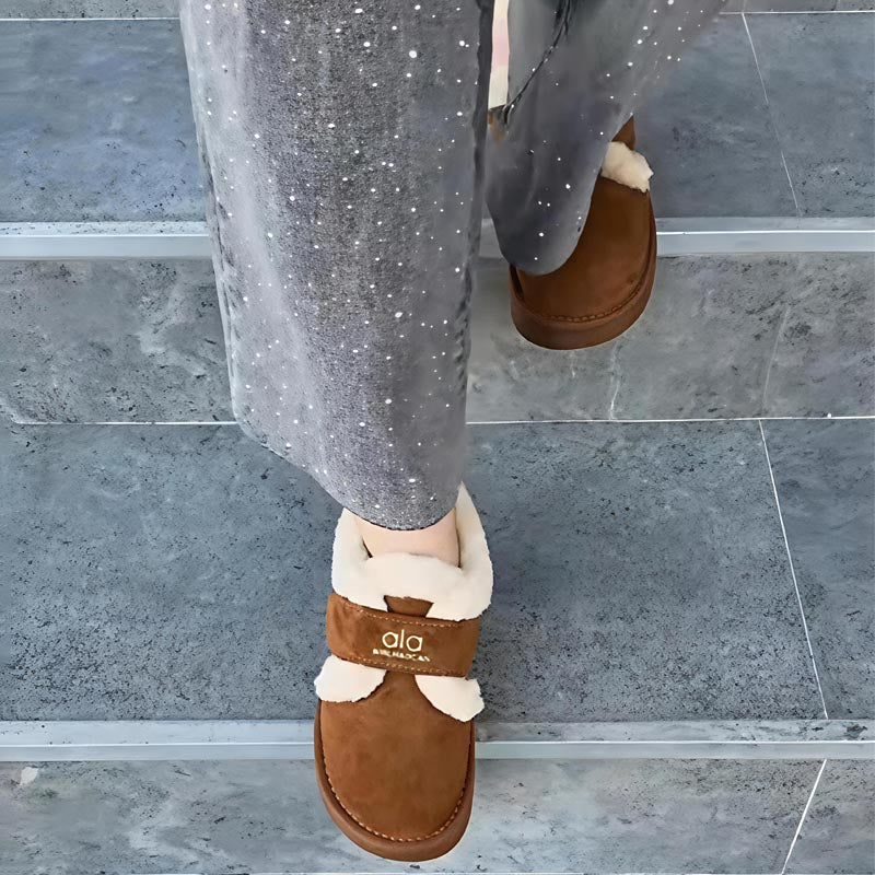 Warm Embroidered Round-toe Fleece Flats