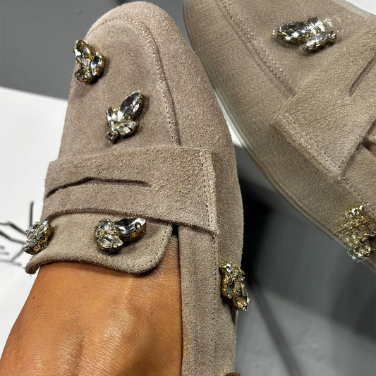 Suede Crystal Stones With Accessories Shoes