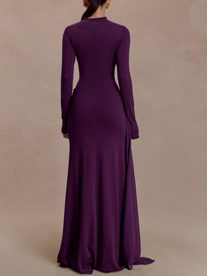 Elegant High Neck Knitted Maxi Dress