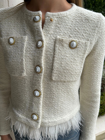 Feather Fringe Cardigan Jacket