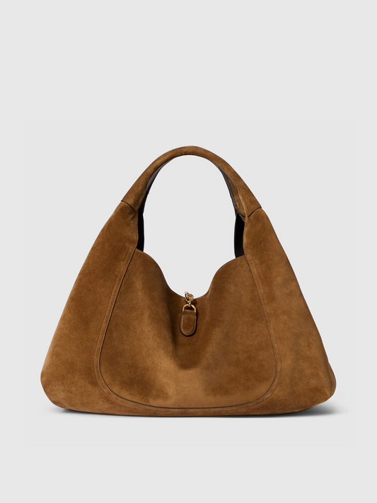 Suede Gold-tone Shoulder Bag