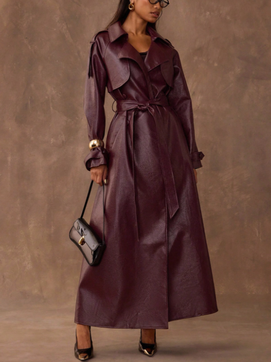 Solid Lapel Raglan Sleeve Waist Casual Jacket