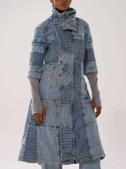 Quilted Stitched Rib Knit Coat