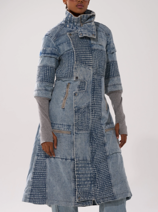 Quilted Stitched Rib Knit Coat