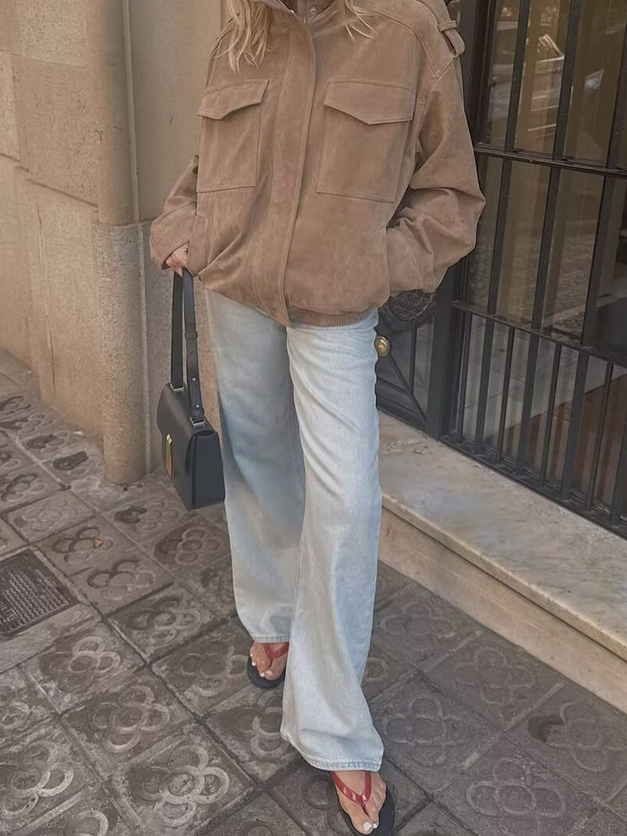 Suede Leather Pockets Jacket