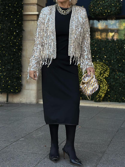 Fashion Sequin Fringe Cardigan