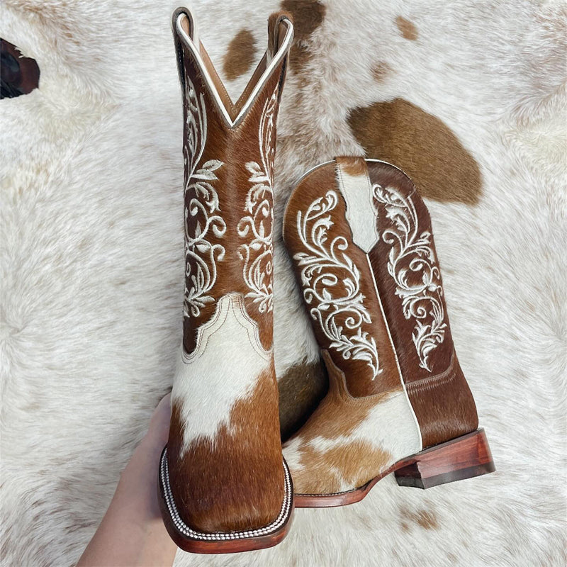 Imitation Horse Hair Retro Western Cowboy Boots