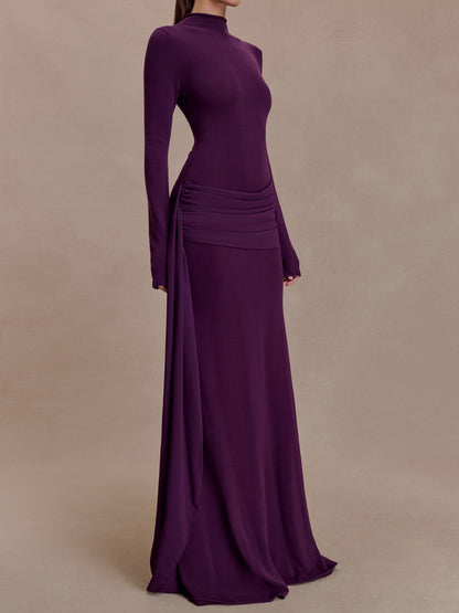 Elegant High Neck Knitted Maxi Dress