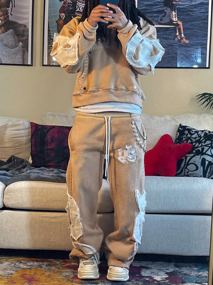 Hooded Embroidered Drawstring Waist Two Pieces Set