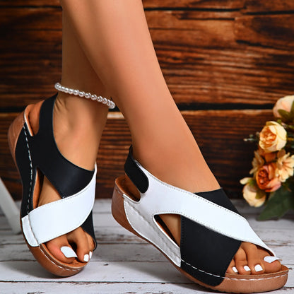 Cross Strap Wedge Sandals