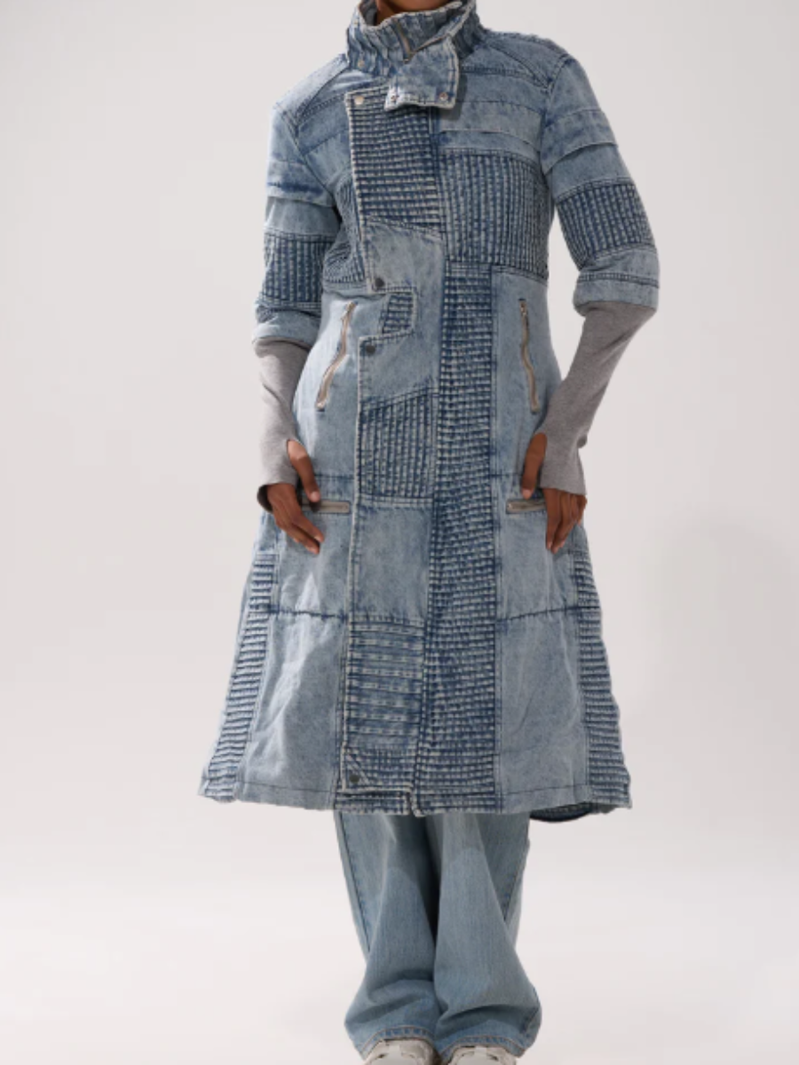 Quilted Stitched Rib Knit Coat