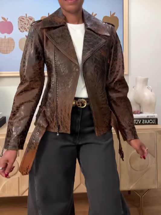 Distressed Vintage Leather Coat