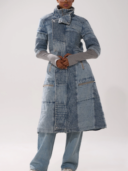 Quilted Stitched Rib Knit Coat