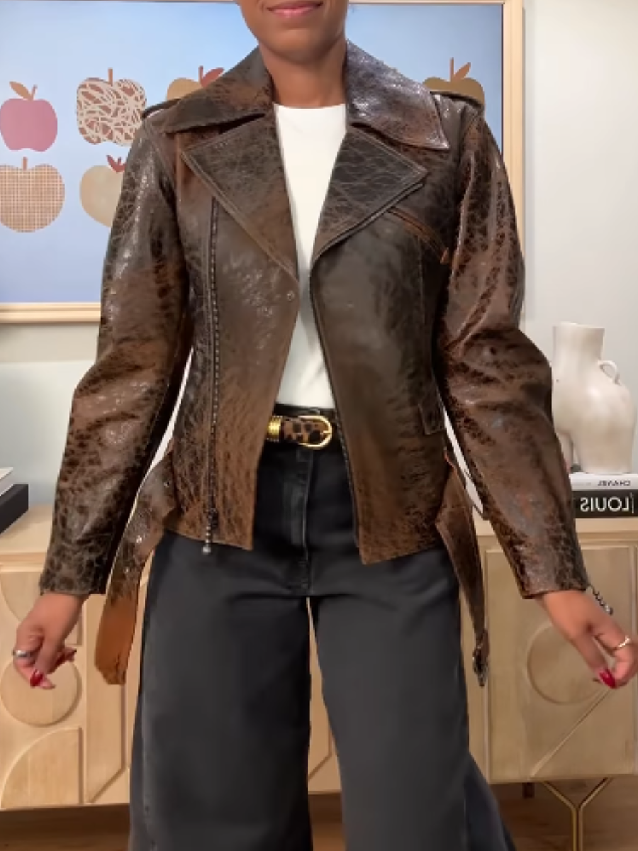 Distressed Vintage Leather Coat