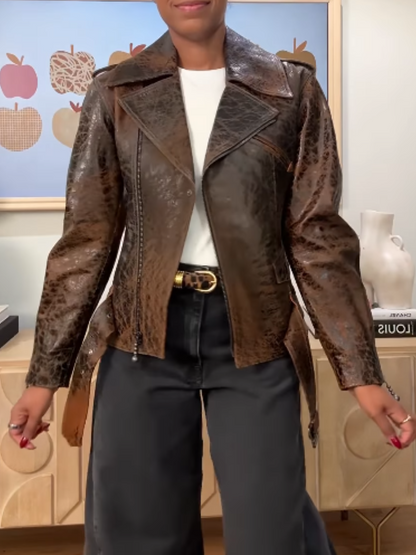 Distressed Vintage Leather Coat