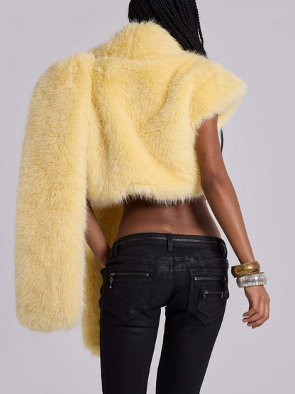 Removable Faux Fur Cape Sleeveless Jacket