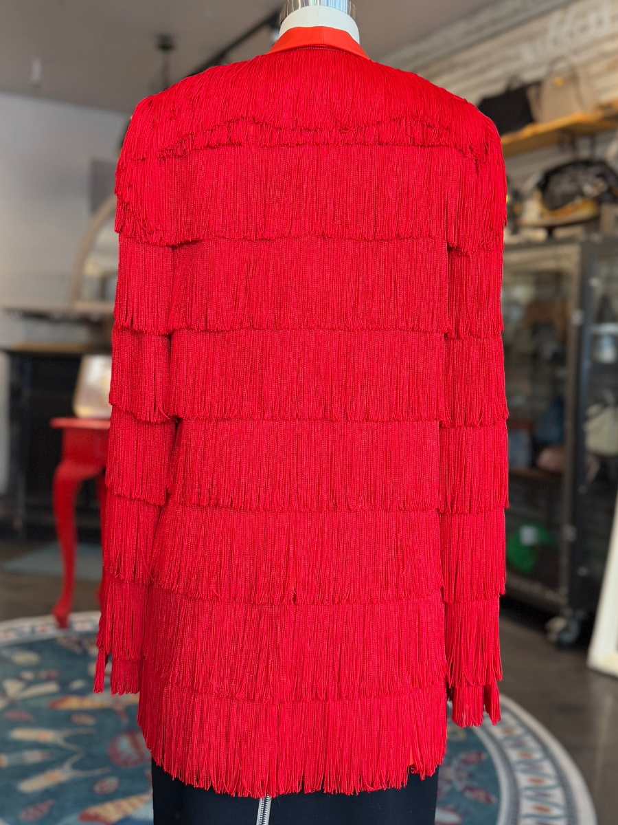 Laminated Fringed Blazer