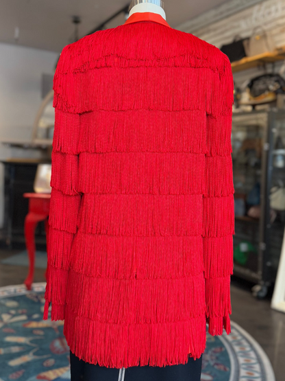 Laminated Fringed Blazer