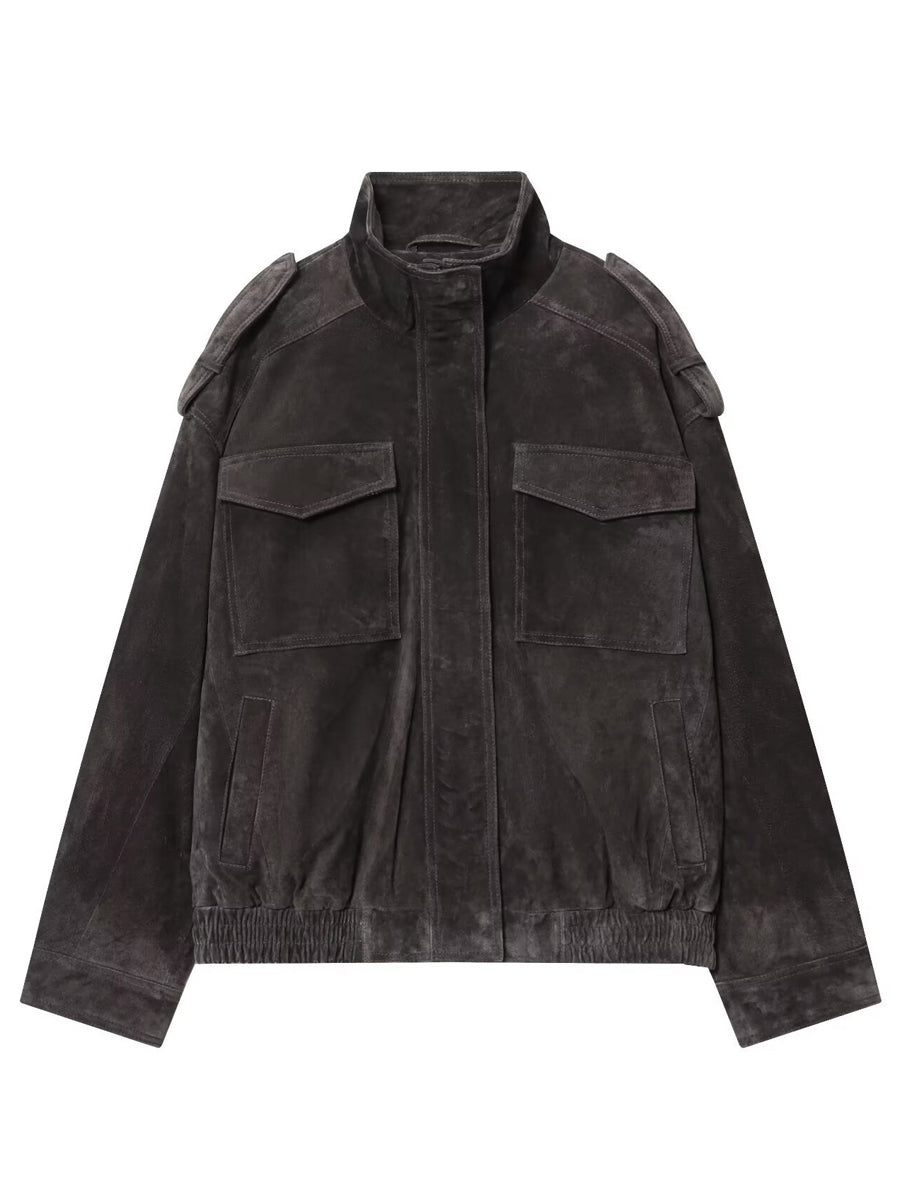Suede Leather Pockets Jacket